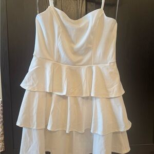 White Tiered Peplum Mini Dress